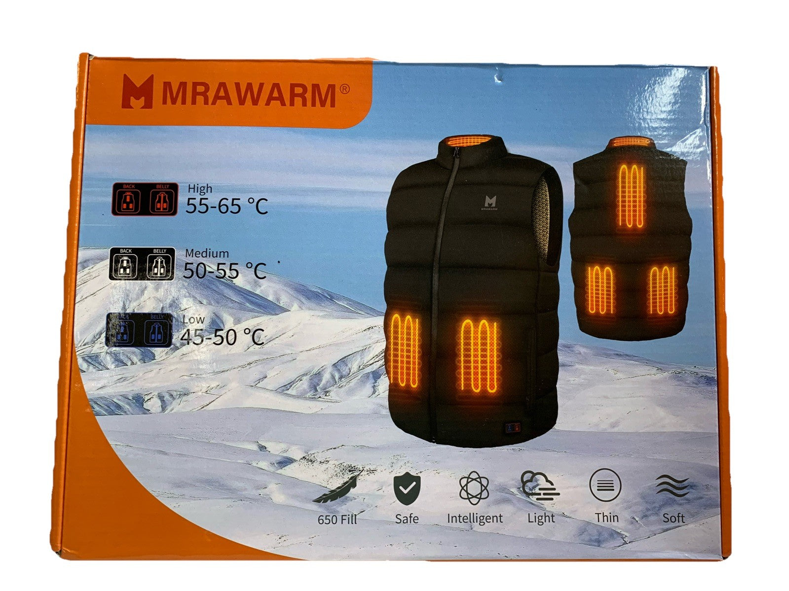 MrawarmHeated Vest 650 Fill Thin Soft XL Black Lightweight for Outdoor Winter