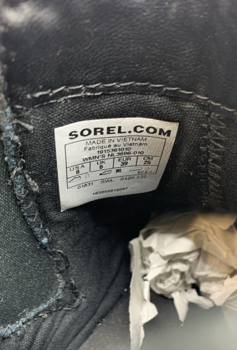 Sorel Emelie Chelsea Boots Leather Booties Waterproof Black NL3696-010 Size 8