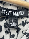 Steve Madden Apparel Women's Rami Dress Size L Long Sleeve V-neck Black/Ivory