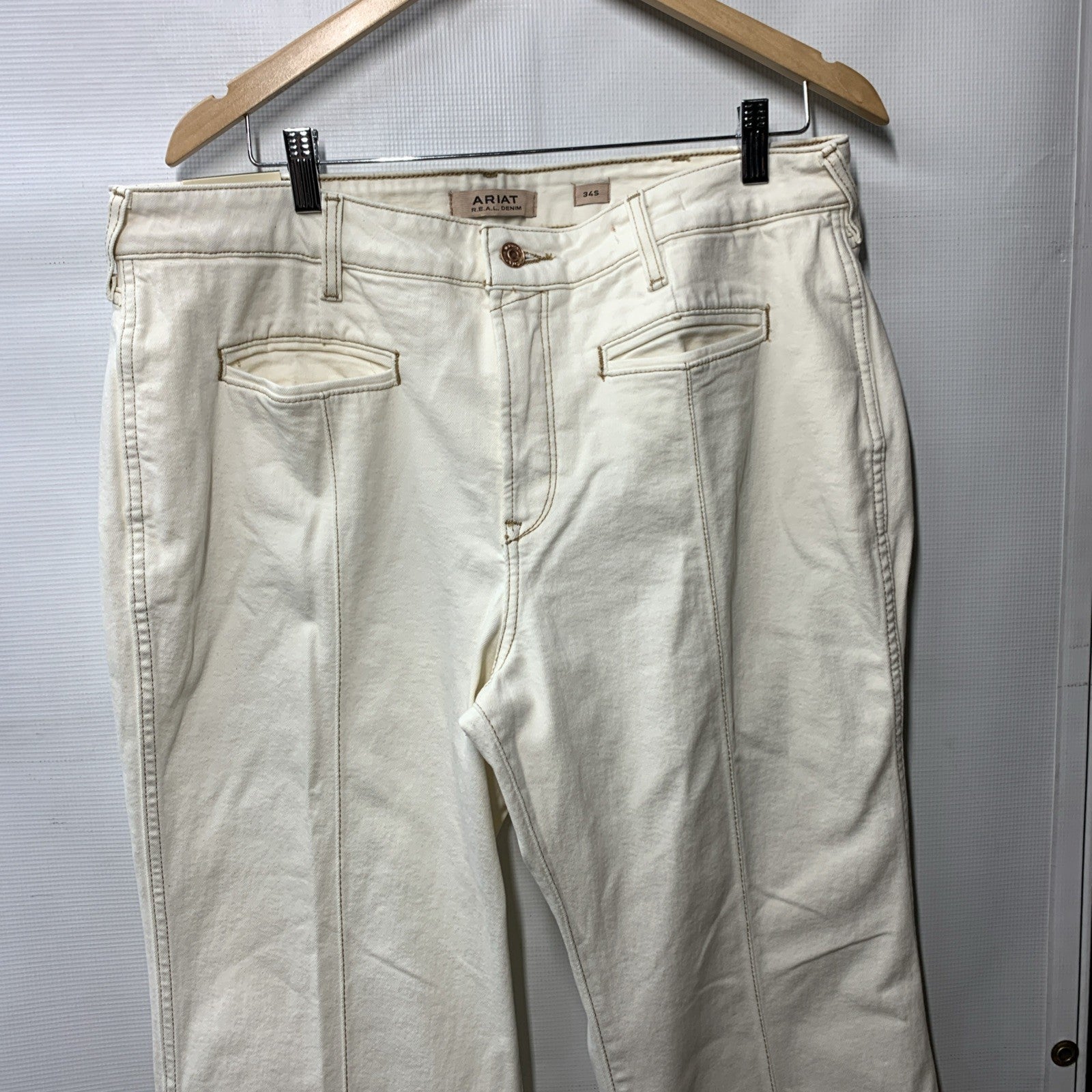 Ariat Larissa Slim Trouser Off White 34S High Rise Jeans Long Pants with Pockets