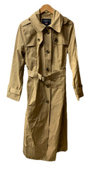 London Fog Women's British Khaki Hooded Double Breasted Trench Coat Size Large
