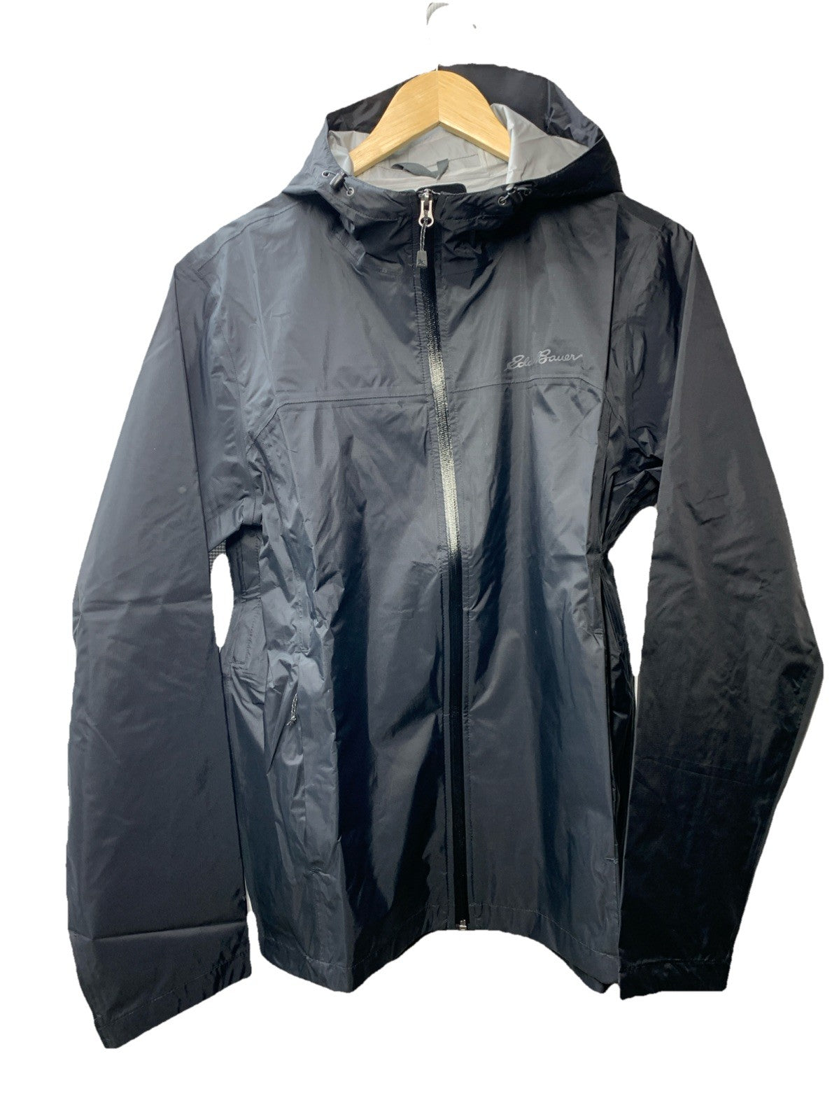 Eddie Bauer Women's Cloud Cap Rain Jacket with Hood Size S Black Long Sleeve