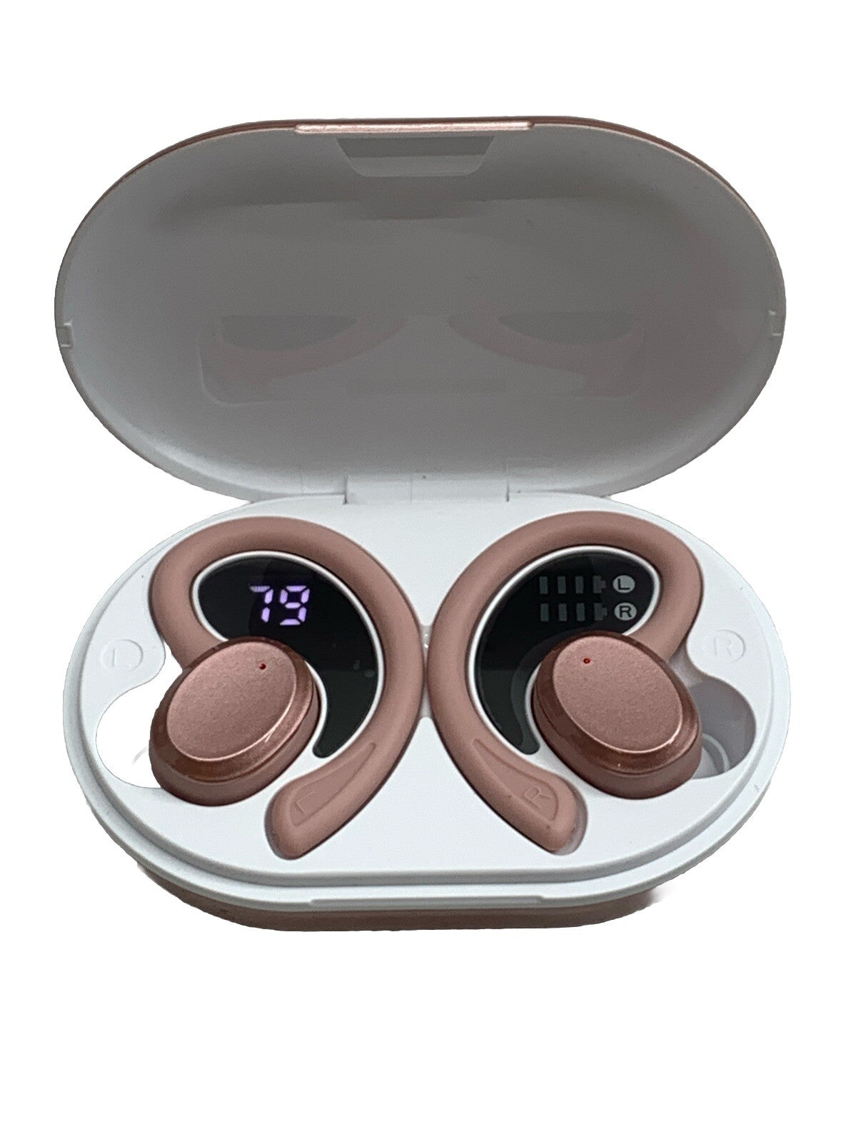 Rulefiss Q38 True Wireless Ear Hook Active Noise Cancelling Earbuds Rose Gold