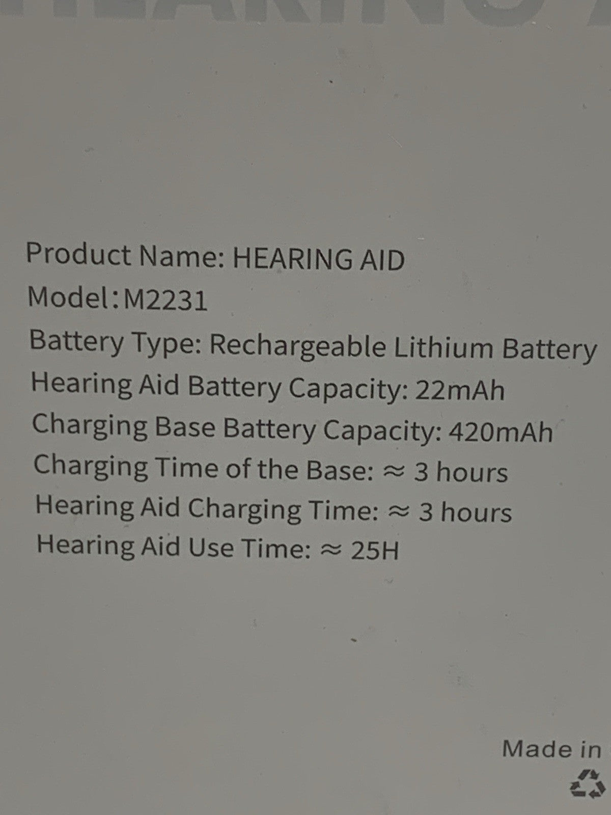 M2231 Hearing Aids Rechargeable w/Noise Cancelling Hearing Amplifier Clear Sound