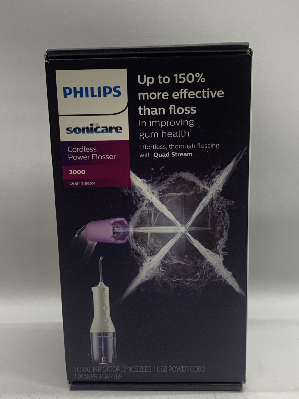 Philips Sonicare Cordless Power Flosser 3000 Oral Irrigator with 2 Nozzles