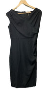 Women's Pencil Dress Pleated Side Business Sweetheart Neck Sheath Size L Black