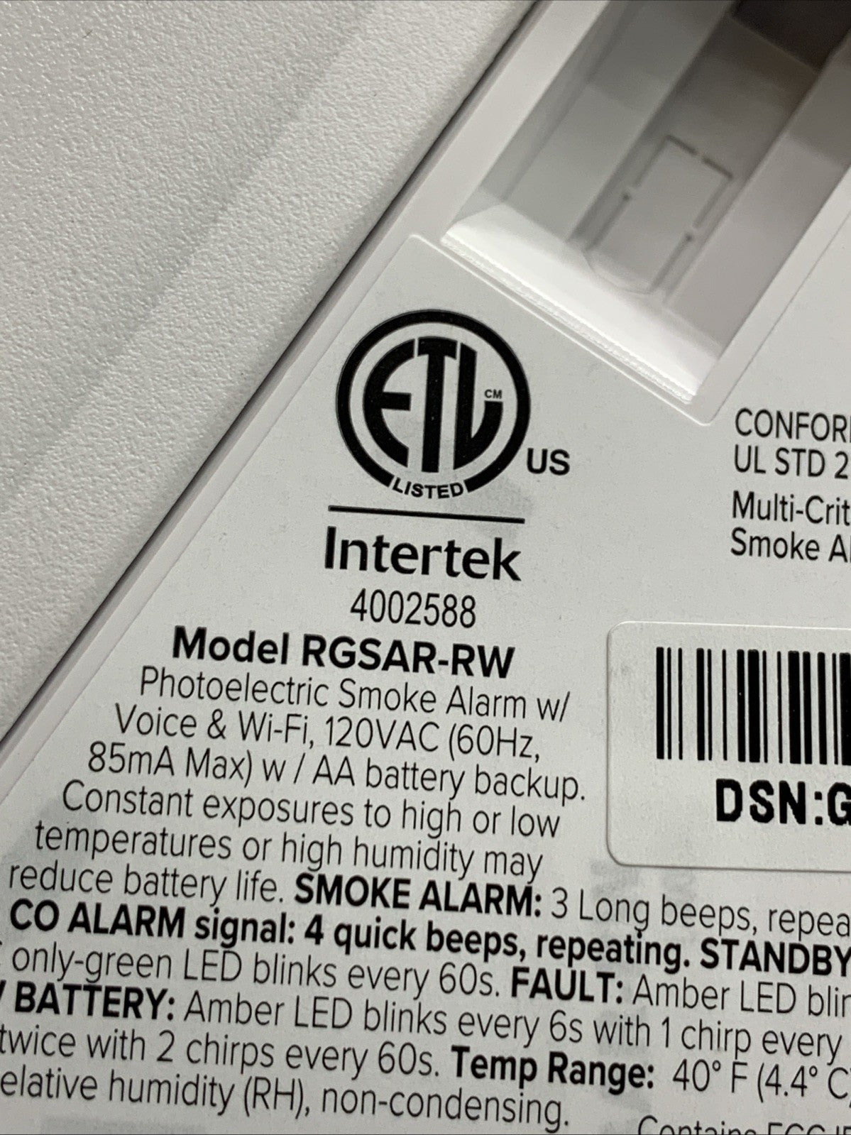 Kidde RGSAR-RW Wired Smart Smoke Alarm with Ring Alerts & AA Backup Battery