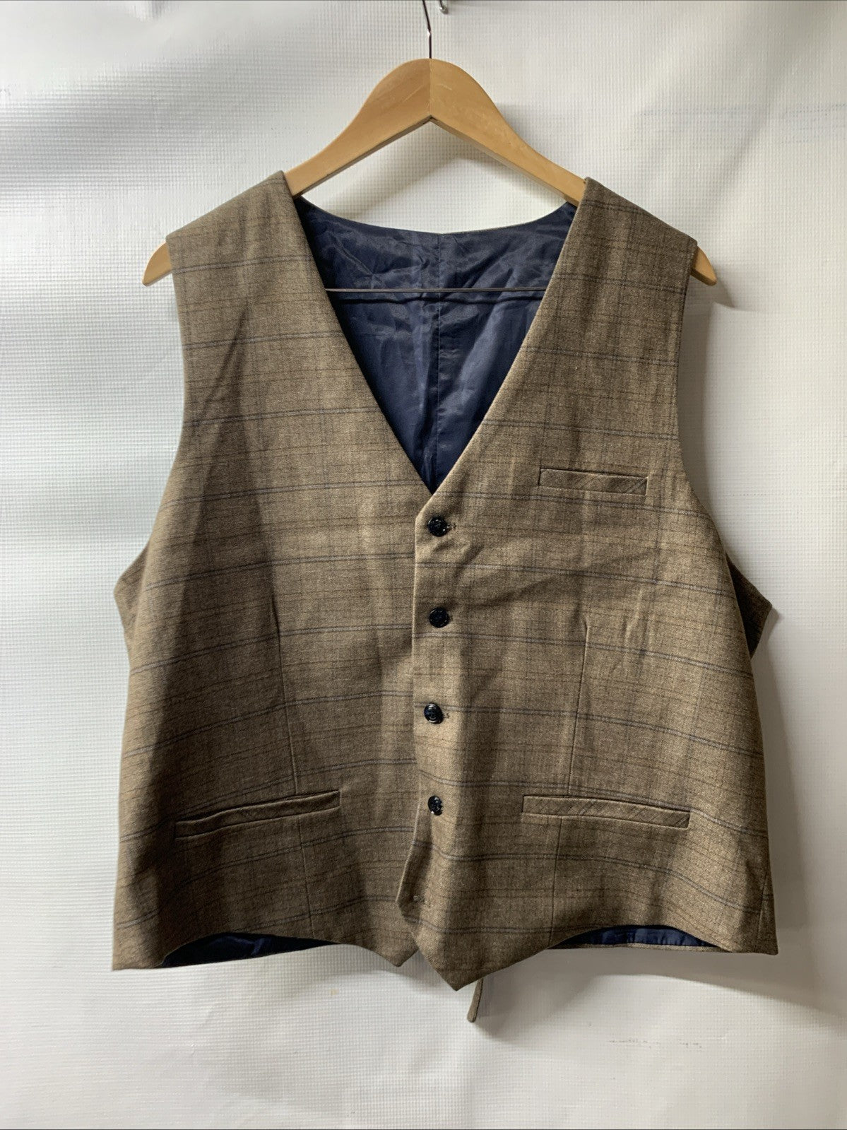 Kudoro Men's Suits Check Plaid Suits Tuxedo Jacket Vest Pants Size XL - 3 Piece