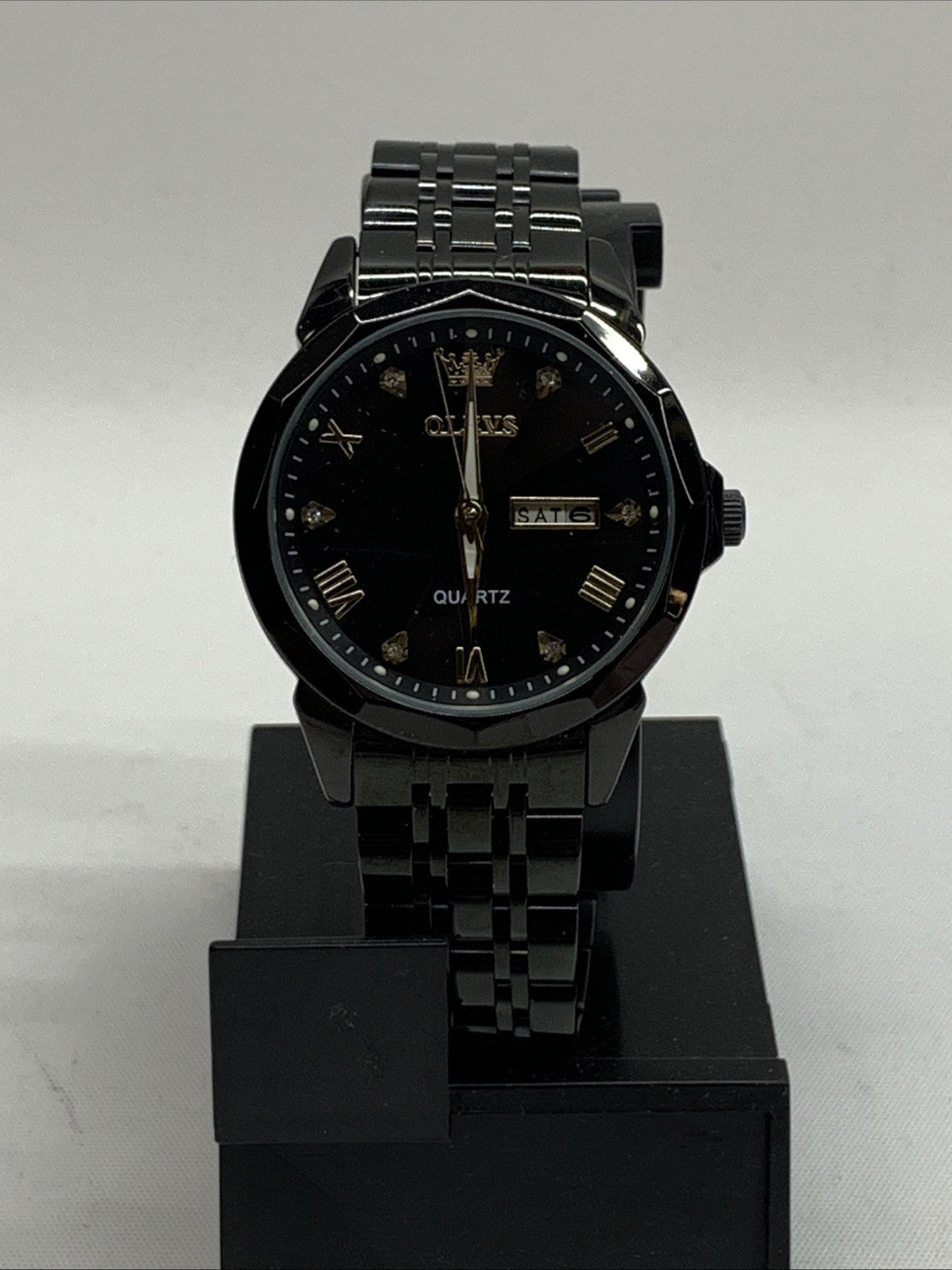 OLEVS Watch for Men Diamond Business Dress Analog Quartz Stainless Steel Waterpr