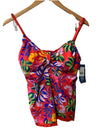 Women's Caribbean Joe Floral Tankini Swim Top RL2SP31 Size 14 Pull On Stretchy