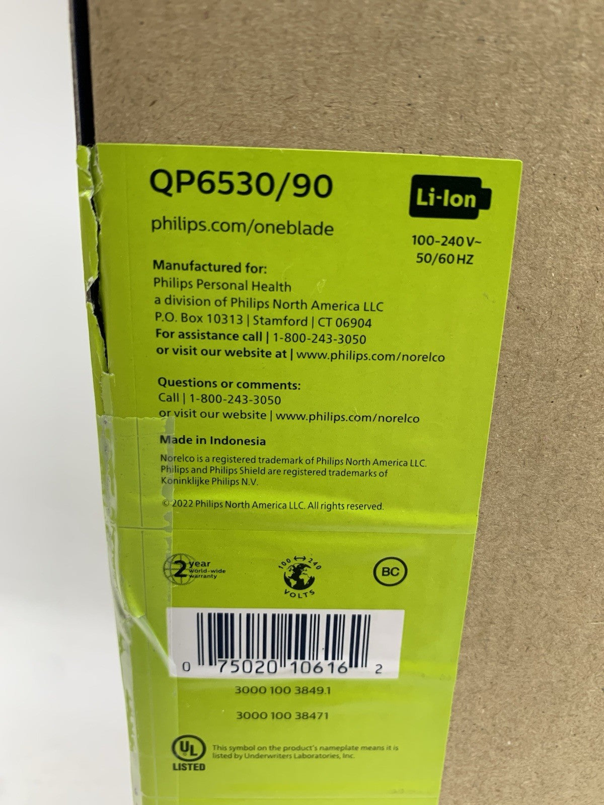 Philips Norelco Oneblade Pro-Face and Trimmer and Shaver-QP6530/90 50/60hz Used