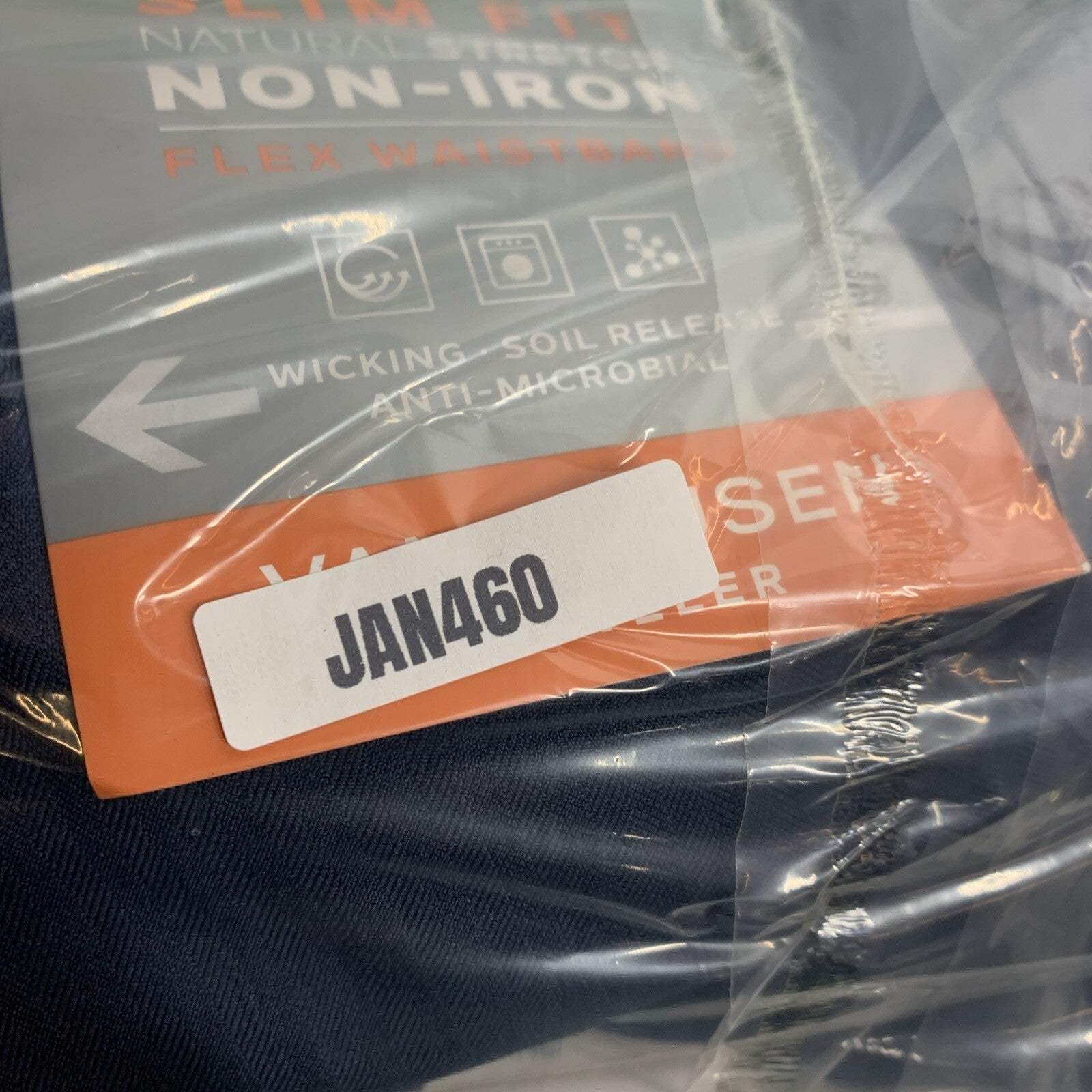 Van Heusen Flex Slim Dress Chino Long Pants Mens 32x32 Ash Navy Flex Waistband