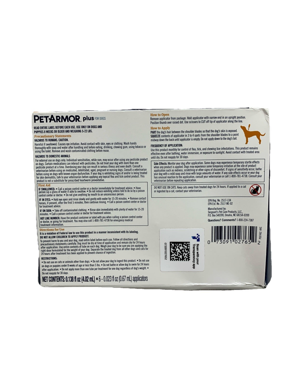 PetArmor Plus Flea & Tick Prevention for Dogs 5-22 lbs 6 Monthly Doses Topical