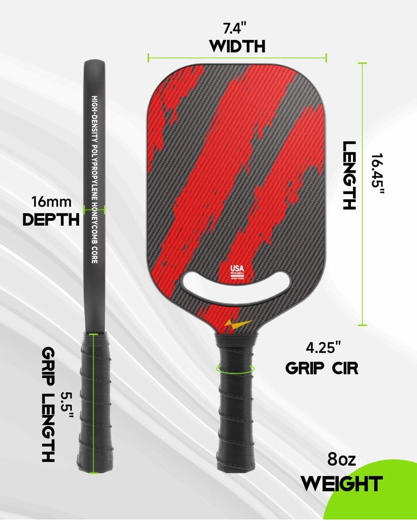Warping Point Carbon Fiber Pickleball Paddle for Swing Speed and Maneuverability
