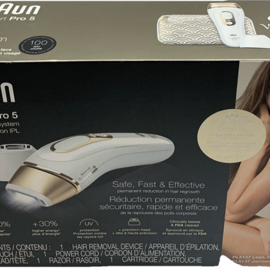 Braun Silk-expert Pro 5 IPL Hair Removal System PL5137 for Women/Men Gold/White