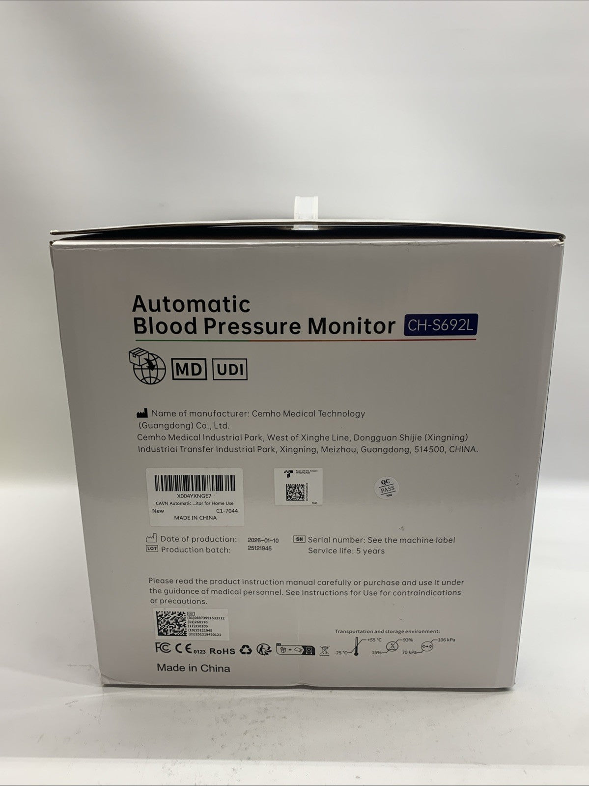 CAVN CH-S692L Automatic Blood Pressure Monitor, One-Touch Barrel-Type Upper Arm