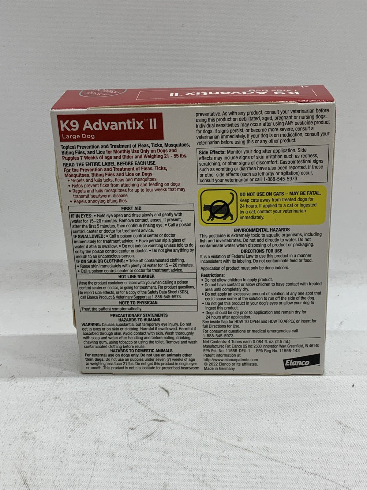 Elanco K9 Advantix II Ticks Treatment for Dog Large Dog 21-55lb 4 Monthly Doses