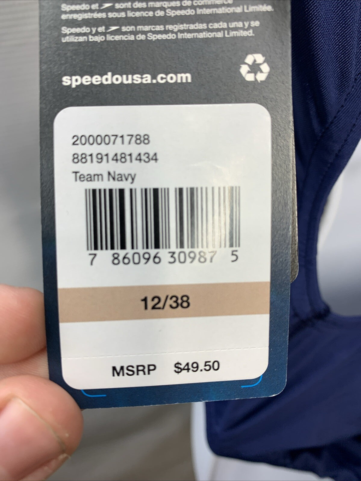 Speedo ProLT Women's Size 12/38 One Piece Athletic Swimsuit Navy Blue Racerback