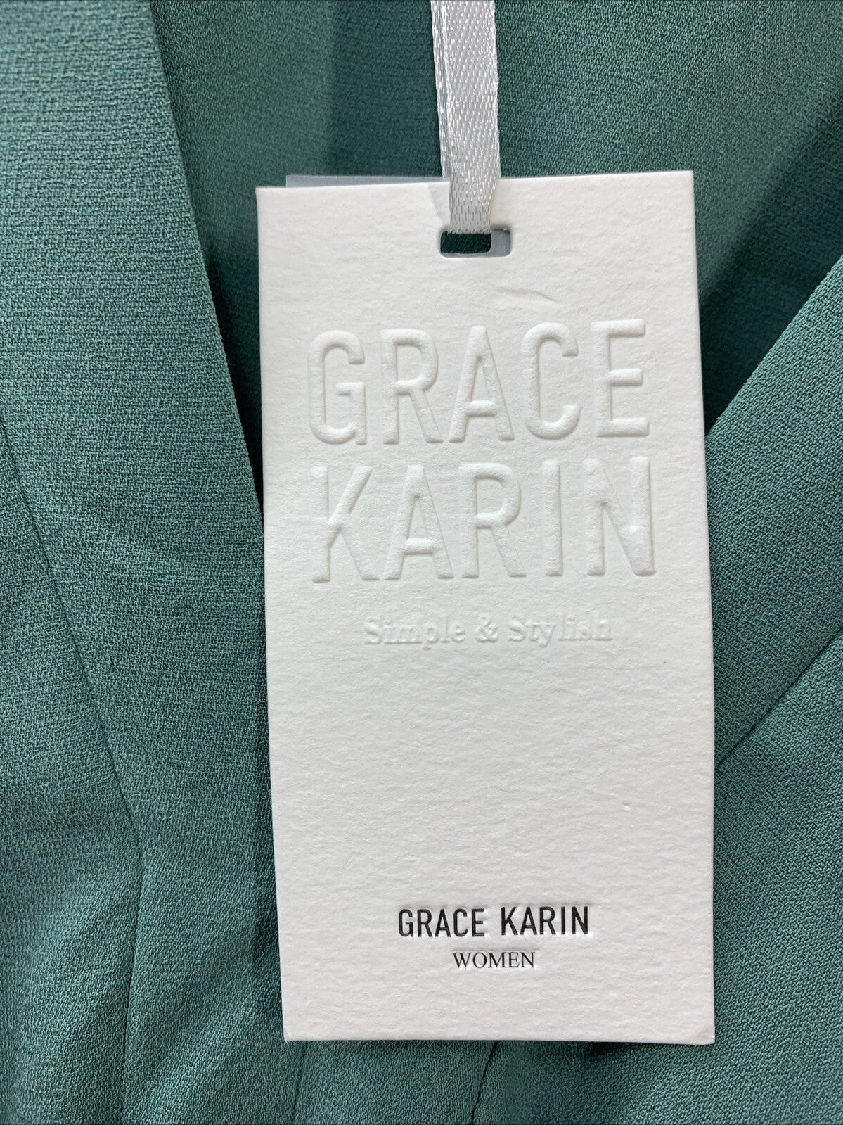 GRACE KARIN Elegant V Neck Peplum Tops Tie Front Long Bell Sleeve Size XL Teal
