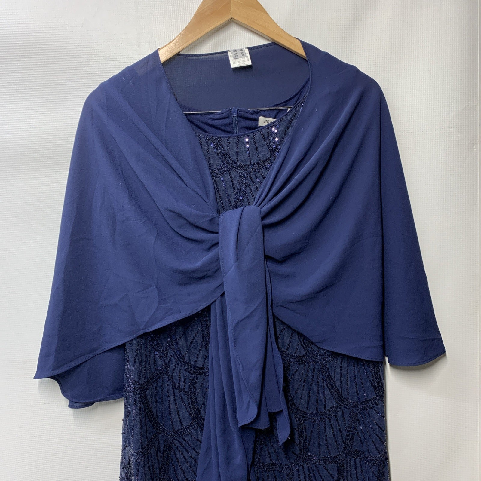 GRACE KARIN Women's Sequin Dress Mother of the Bride Dress Navy Blue Size 16