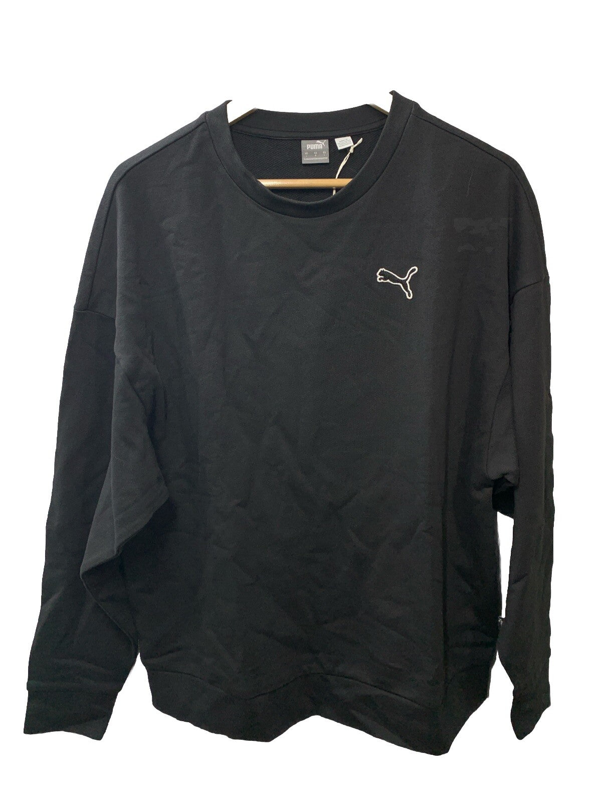 PUMA Women's Better Essentials Crew Sweatshirt Size Large Long Sleeve Black