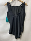 Maxine Of Hollywood Size 16 Solid Texture Spa High Neck Maillot Black UPF 50+