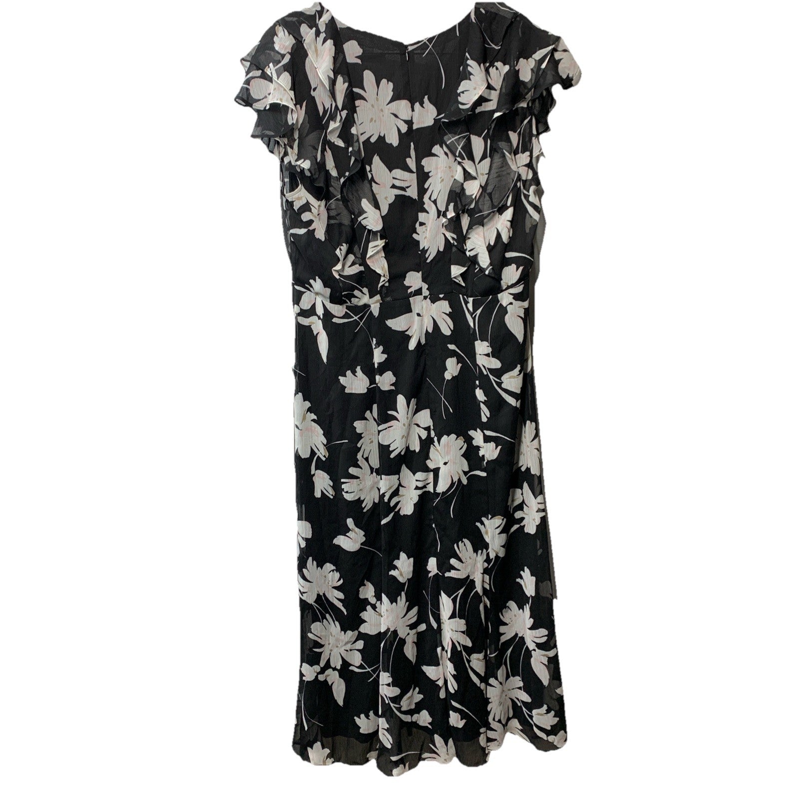 Tommy Hilfiger Women's Chiffon Flutter Sleeve and Hem V-Neck Midi Dress Size 14