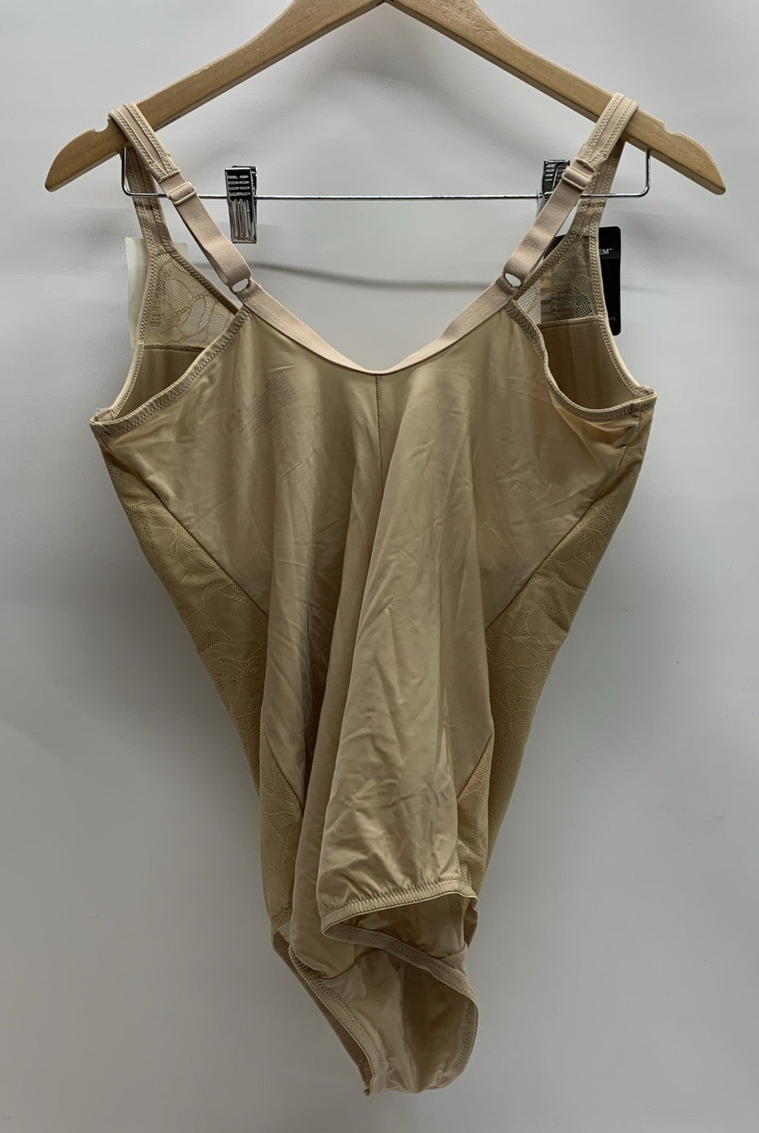 Bali Ultra Light Body Briefer Shaper with firm control, underwire, size 40C, in beige, smooths and shapes the torso.