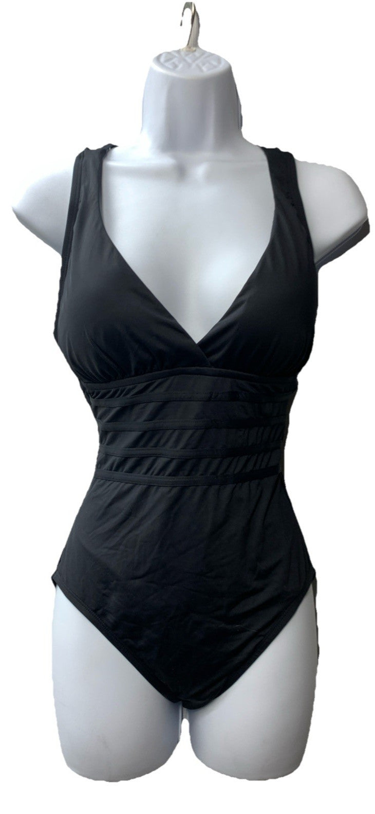 La Blanca Swimsuit Island Goddess Multi-Strap Cross-Back 1-Piece, Size 6, Black