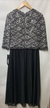 Alex Evenings Women's 3/4 Sleeve Stretch Lace Bodice Mock One Piece Gown Size 6P