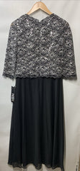 Alex Evenings Women's 3/4 Sleeve Stretch Lace Bodice Mock One Piece Gown Size 6P