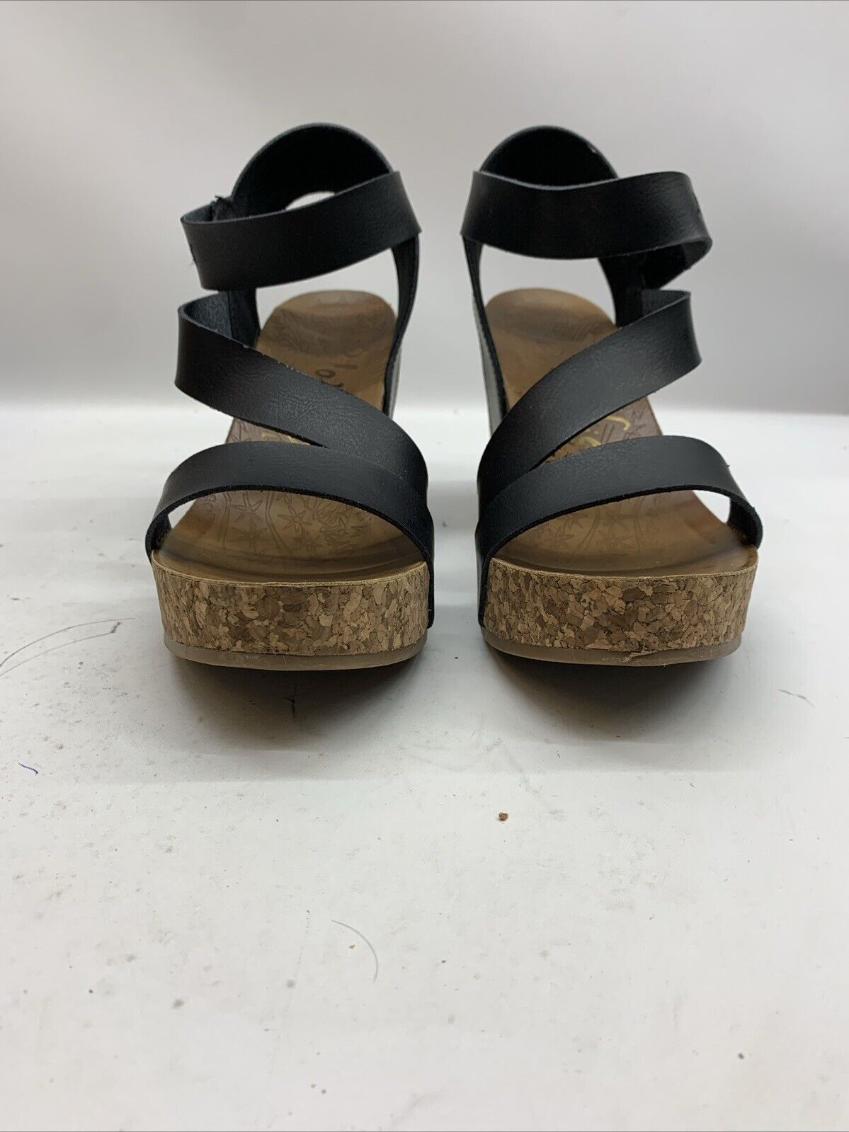 Blowfish Malibu Women's Hapuku Wedge Sandal Scotch Dyecut Size 10 Black Open Toe