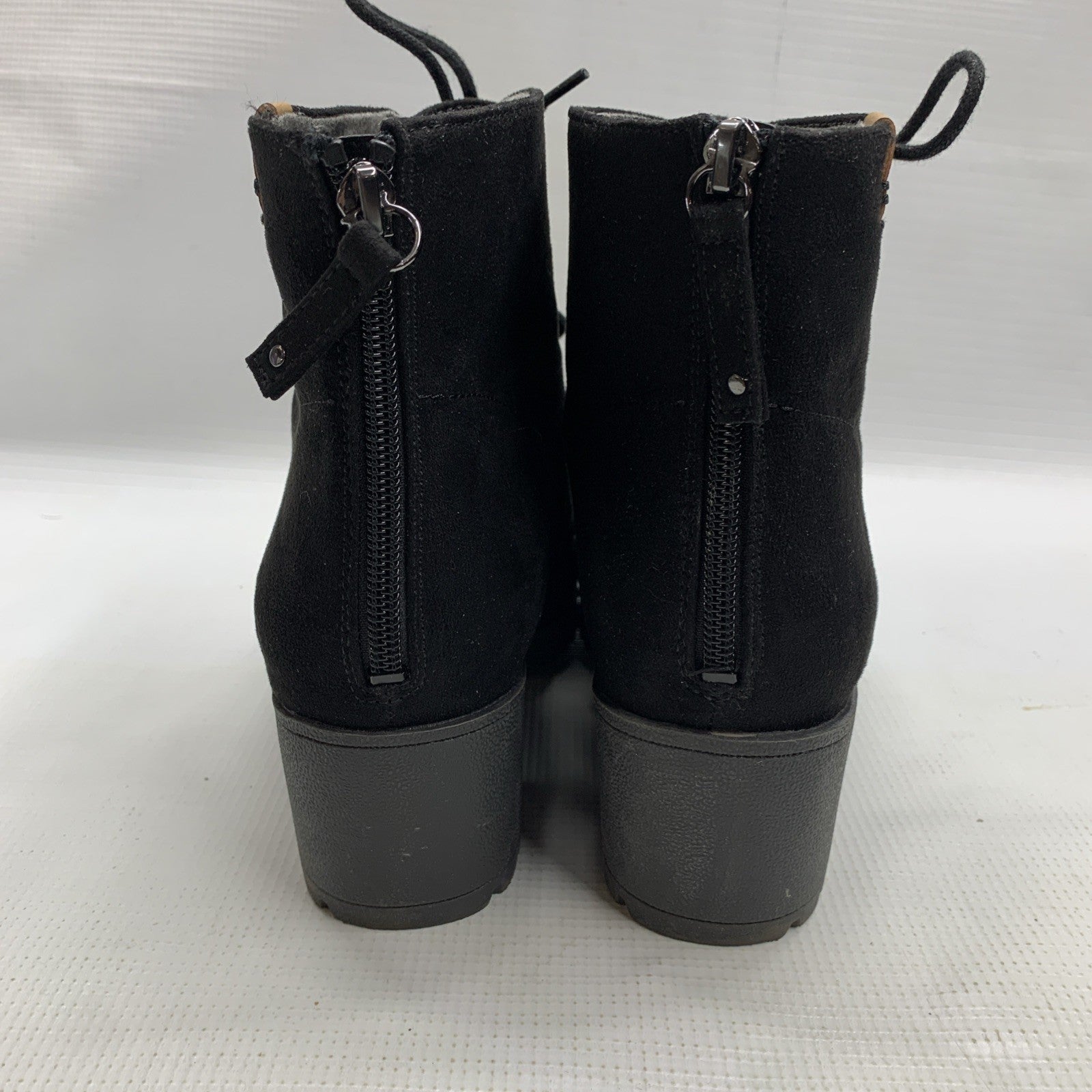 Dr Scholls Womens Size 9M Lawrence Black Casual Lace Up Block Heel Boots Black