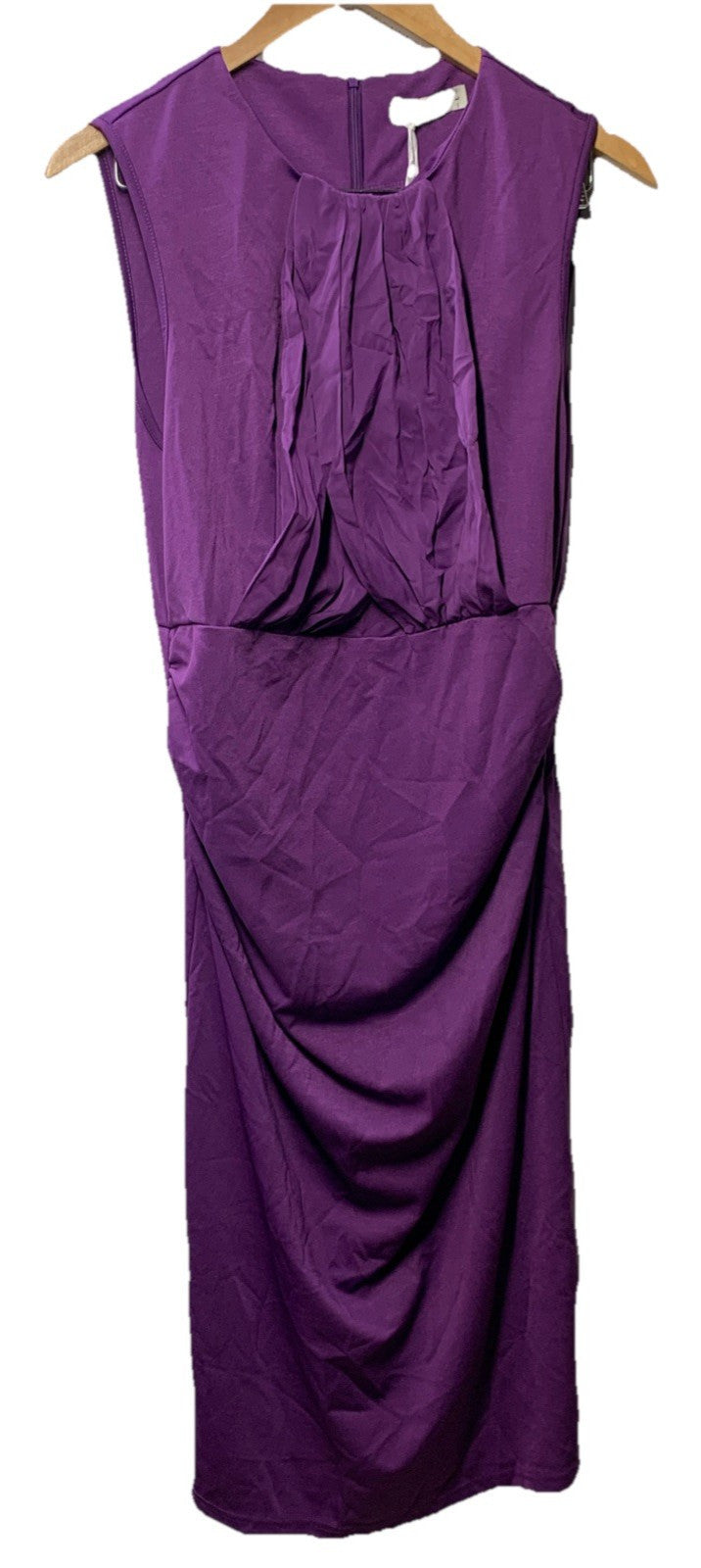 GRACE KARIN Cocktail Party Dress Sleeveless Ruched Size Large Purple Front Drape