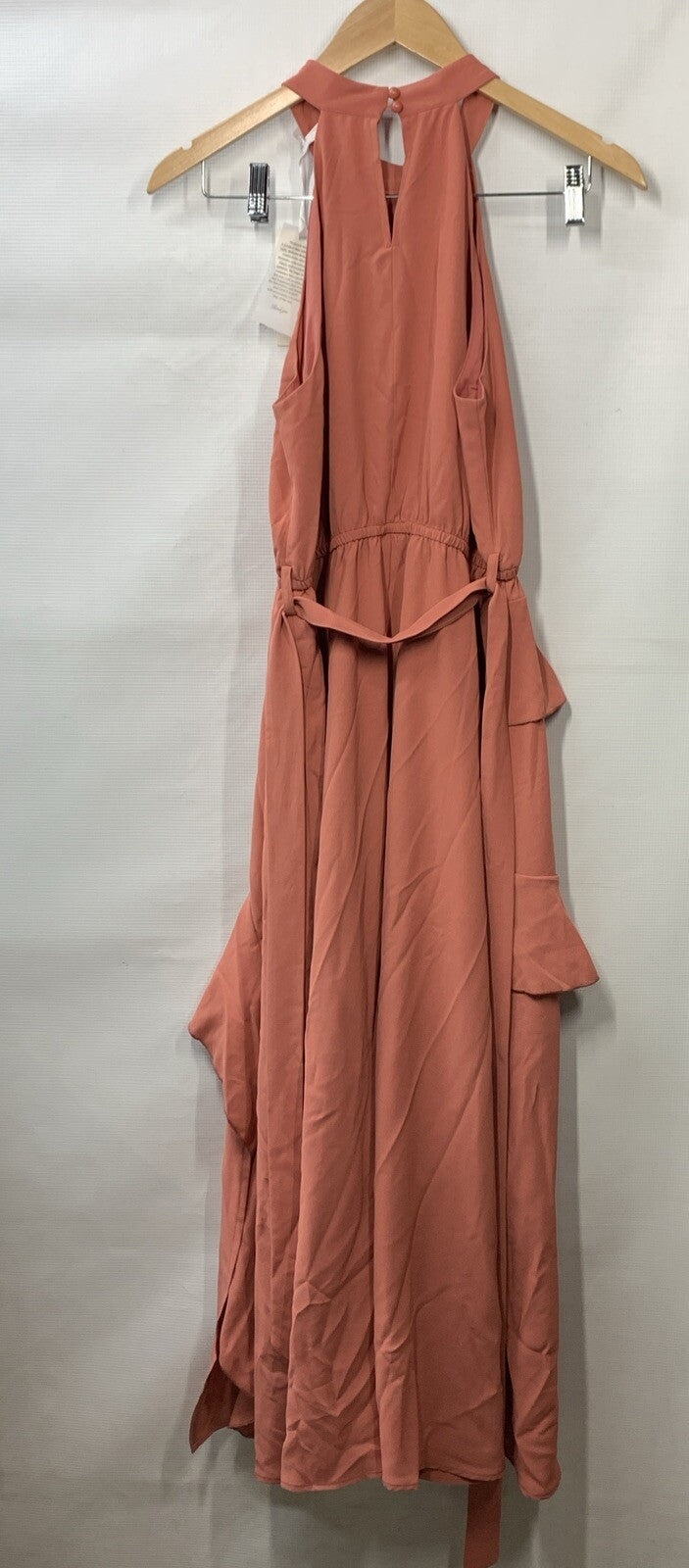 Grace Karin Pink Sleeveless Halter Dress Women's Large, Flowy  Long Ruffle Small