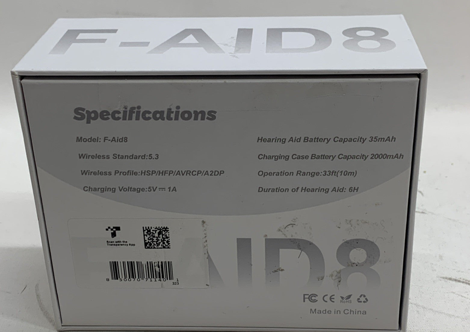 F-Aid8 Bluetooth Hearing Aids Black for Seniors Rechargeable Hearing Aid Earbuds