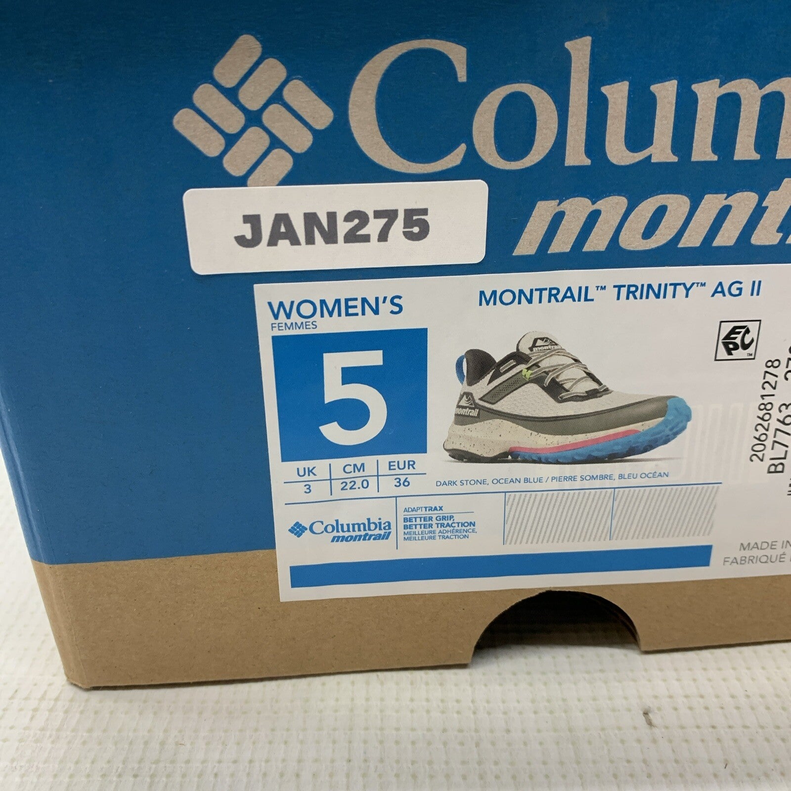 Columbia Montrail Trinity Ag Ii Running Shoes Dark Stone/ocean Blue, Women's 5