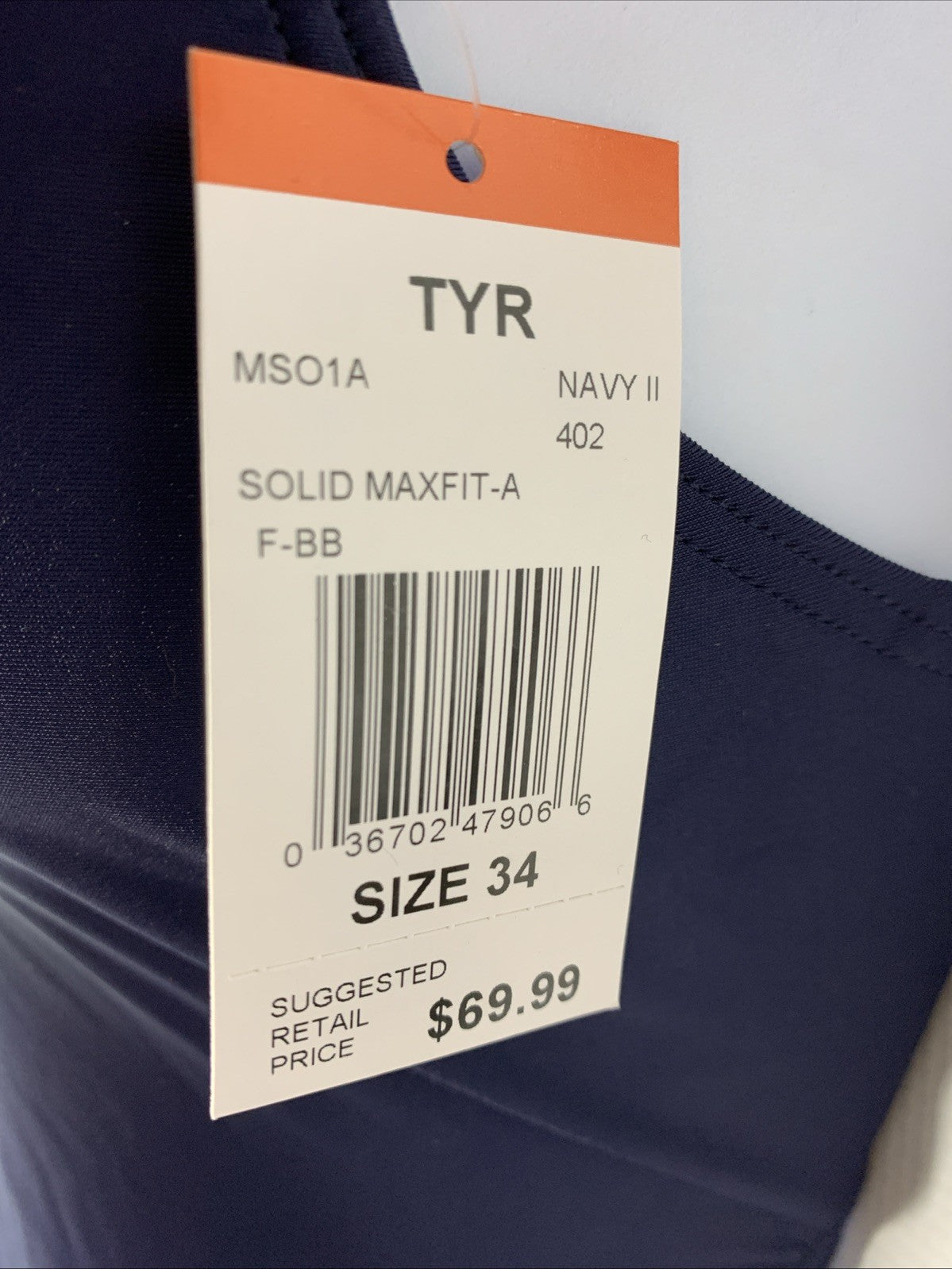 TYR MSO1A Womens Sport Wide Straps Solid X-back One Piece Swimsuit Navy Size 34