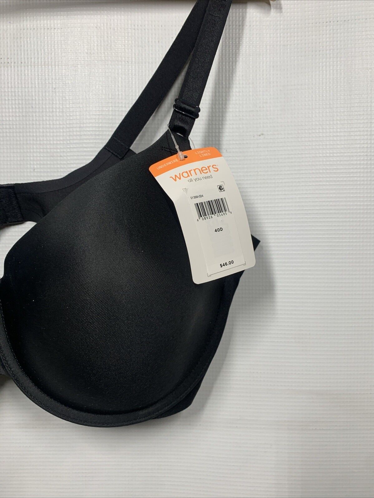Warner's Women's T-shirt Bra No Side Effects Underarm-Smoothin Size 40D Black