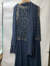 J Kara Women's  Embellished Top Mock 2 Piece Dress with Scarf Size 14w