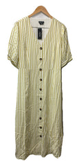 City Chic Women's Dress Charli Stripe Midi V-neck Button Elegant Size 12