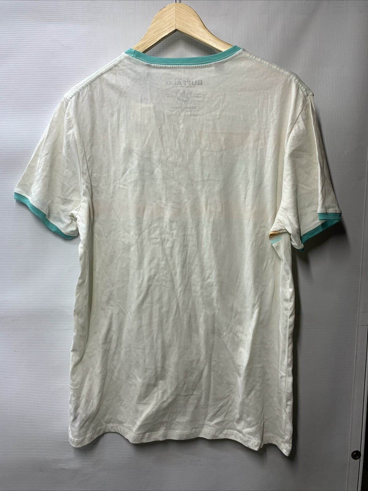 Buffalo David Bitton Men's Short Sleeve Logo Tee BM23875-Lait T-Shirt Size Med