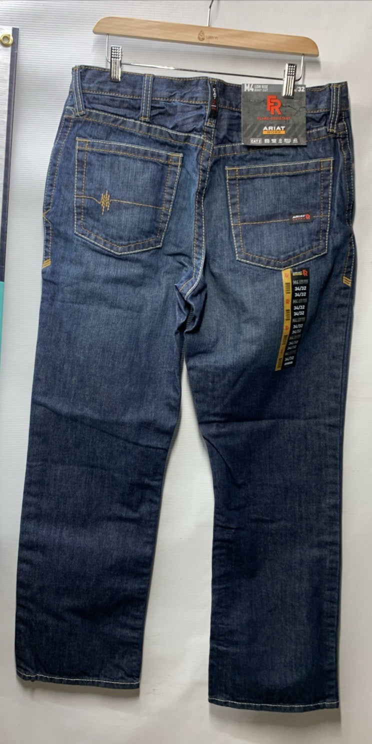 Ariat Men's FR M4 Relaxed Basic Low Rise Boot Cut Jean 10012555 Size 34x32 Pants