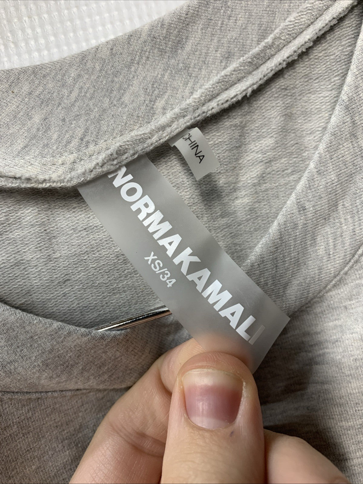 Norma Kamali 3/4 Sleeve Tailored Terry Side Slit Dress Size XS/34 Light Gray