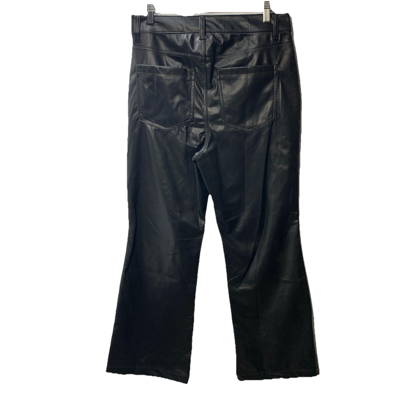 DKNY Black Women’s Soft Faux Leather Mini Boot Flare Long Pants Size 10 Black