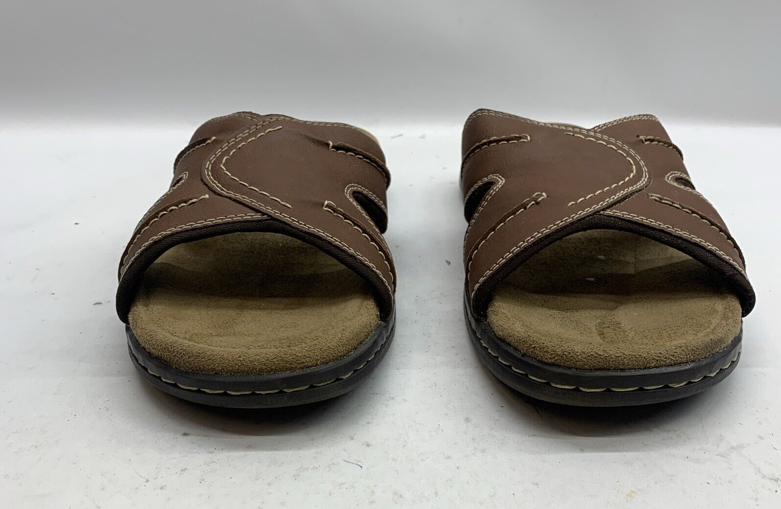 Man's Sandals Dockers Sunland 9W Brown Open Toe 90-21397 Slip On Casual Slide