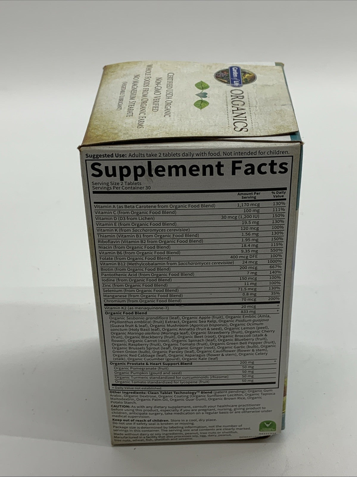 Garden Of Life Organics Men’s Multi 40+ Whole Food Multivitamin 60 Vegan Tablets