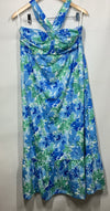 GRACE KARIN Halterneck Sleeveless Boho Flowy Ruffle Beach Dress Blue/Green Large