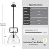 Ykyqqlt Mondern Large Black Kitchen Island Pendant Light 10W 1-Light Glass And