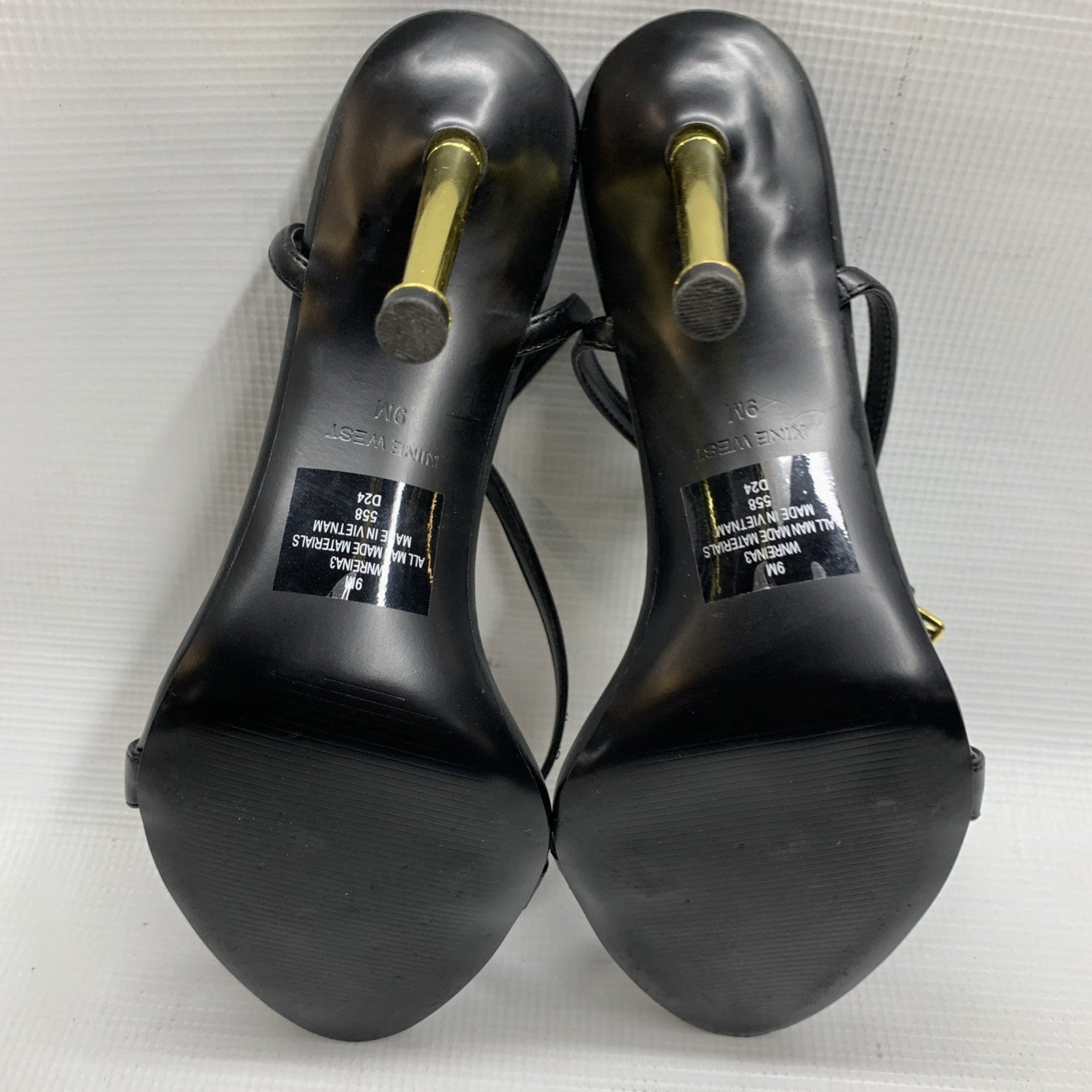 Nine West Womens Reina Black Faux Leather Heels Sandal WNREINA3 Shoes Size 9M